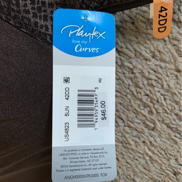 Playtex Love My Curves Brown Balconette Neckline Underwire Style 4823 Size 42DD - Picture 6 of 11